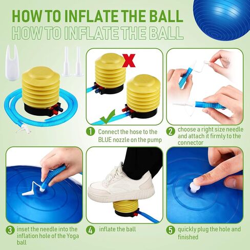 Leyndo 4 Pcs Yoga Ball Bulk Exercise Ball Pilates Ball Anti Burst Pregnancy Birthing Ball Fitness Ball with Quick Pump for Improved Posture, Balance, Yoga, Pilates, Training in Kuwait