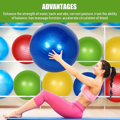 Leyndo 4 Pcs Yoga Ball Bulk Exercise Ball Pilates Ball Anti Burst Pregnancy Birthing Ball Fitness Ball with Quick Pump for Improved Posture, Balance, Yoga, Pilates, Training in Kuwait