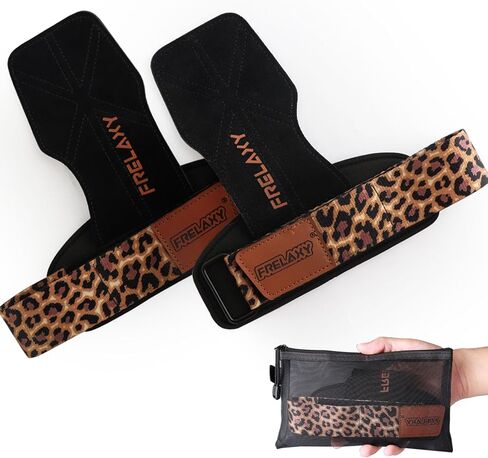 Frelaxy Weight lifting Grips Women, Weightlifting Wrist Straps with Cushion Wrist Loop, Double Layer Leather, and Storage Pouch, Women Gym Gloves for Deadlift and Powerlifting in Saudi Arabia