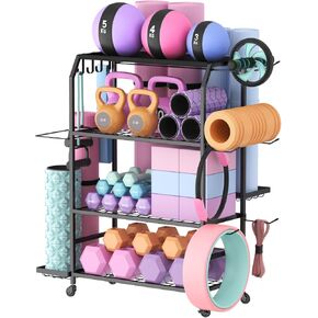 Lifewit Yoga Mat Holder, Home Gym Storage For Yoga Equipments, Fitness Equipments Organizer for Dumbbell, Kettlebell, Foam Roller, Pilates