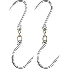 uxcell 12'' Swivel Meat Hooks, 0.34'' Thickness Galvanized Processing Butcher Hooks for Hanging Drying Smoking Meat Products, 2Pcs