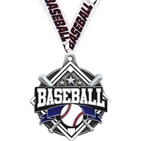Baseball Medals - 2.25" Silver Baseball Team Medal Awards Prime