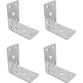 4PCS 90 degree Corner Bracket L Brackets Wood HDG Angle Brackets Versatile Corner Brace L-shaped Angle Iron Cabinet Wardrobe Fixing Connector