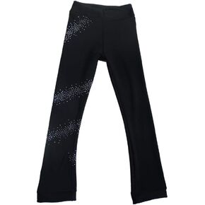 Girls Ice Skating Pants with Fleece Warm Figure Skating Trousers for Girls | Sparkly Rhinestone Ice Skate Leggings