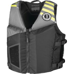 Mustang Survival - Rev Young Adult Foam Vest - Gray- Fluorescent Yellow Green, Young Adult (88 lb. - 110 lb.)