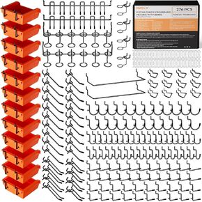 INCLY 276PCS Extra Thick 1/4" Pegboard Accessories Organizer Kit, Heavy Duty Black Pegboard Hooks with Bins & Paper Towel Holder, Peg Board Hook Assortment for Garage Wall Attachments Hanging Tools