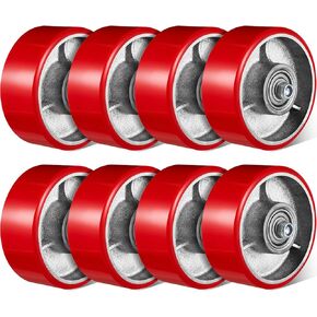 8 قطع من عجلات البولي يوريثين مقاس 5 بوصات مجموعة عجلات بديلة صناعية شديدة التحمل بقدرة تحمل 3000 رطل، عجلات بديلة لعربة التسوق لصناديق الأدوات والعربات المسطحة ومقبس المقطورة in Kuwait