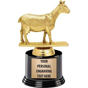 Crown Awards Goat Trophy, 7.25" Goat Trophy with 5 Lines of Free Engraving Prime