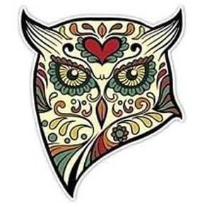 Premium Quality Sugar Skull Owl Sticker - Owl Calavera, 4 inches