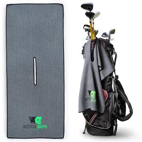 Wedge Guys Large Golf Tour Towel (40" x 17") Microfiber Golf Towel with Hole Soft & Tough Waffle Caddy Towel for Golf Bag & Clubs, Grey Color Golf Accessories for Men