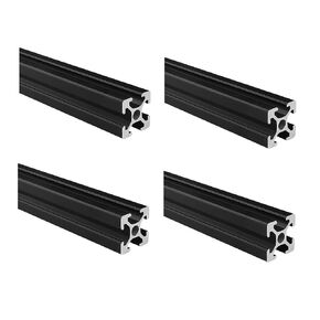 2020 Aluminum Extrusion T Slot 300mm Long Black 4 Pack, Extruded Aluminum Profile T-Slot 20 Series European Standard Anodized Linear Rail 20 x 20 11.81" 4Pcs