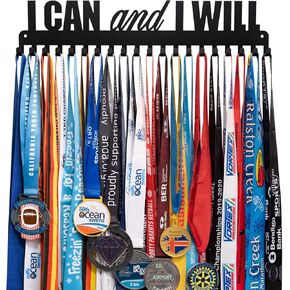 He Believed He Could SO HE DID Medal Hanger Holder Display Rack for All Sports Metal Steel Medal Hanger Holder,Wresting Medal Holder for boys in 16" Long,Medal Holder for Wall