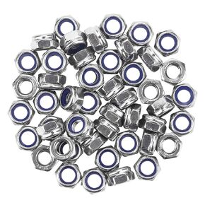 M6 x 1.0mm 304 Stainless Steel Self-Lock Nylon Inserted Hex Lock Nuts, Self Clinching Nuts, 50 PCS