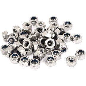 uxcell M6 316 Stainless Steel Self-Locking Nylon Insert Hex Lock Nuts 50pcs