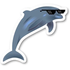 Dolphin Sunglasses Sticker Funny Stickers - 3 Pack - Set of 2.5, 3 and 4 Inch Vinyl Laptop Stickers - for Laptop, Phone, Water Bottle, Car & More Decal (3 Pack) S140779-3Pack