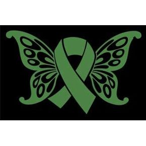 Mental Health Butterfly Wings Ribbon Vinyl Decal | Green | Made in USA by Foxtail Decals | for Car Windows, Tablets, Laptops, Water Bottles, etc. | 4.5 x 2.8 inch