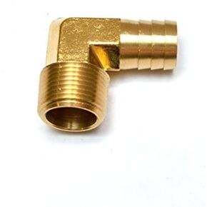 3/4" Hose ID/Hose Barb to 3/4" Male NPT MIP MPT 90 Degree L Right Angle Elbow Brass Fitting Fuel/Air/Water/Boat/Gas/Oil WOG