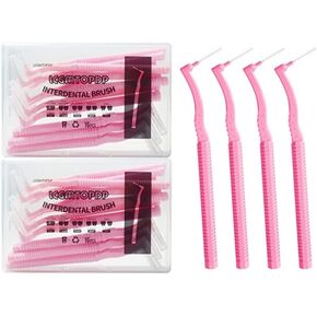 32 Count Interdental Brush Cleaners Dental Brushes Toothpick Tooth Flossing Head Oral Dental Hygiene Brush Interdental Angle Brushes with Portable Case Easy Use for Tooth Cleaning(Green, Tight Teeth)
