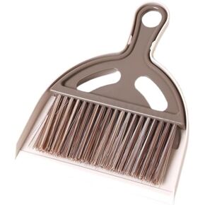 Mini Small Broom and Dustpan Set Small Dusting Brush for Camping, Tables, Desks, Keyboards, Window Cracks, Small Trash, Pets, and Other Cleaning Tools (Brown)