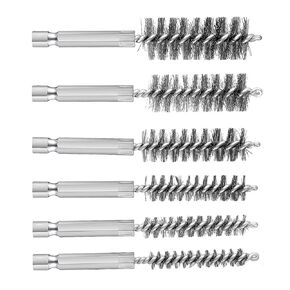 6 Pcs Stainless Steel Bore Brush with 1/4" Hex Shank Twisted Wire Bore Brushes with Different Sizes, Bristles Wire Brush Bore Cleaning Brush Set for Rust, Cleaning Tubes (8, 10, 12, 15, 17, 19mm)