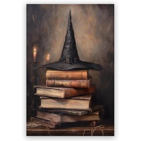 Vintage Witchy Spells Halloween Pictures Wall Art,Neutral Ashland Witch Canvas Print Poster,Dark Academia Victorian Gothic Decor for Bedroom Gallery Rustic Walls 8x12inch Unframed