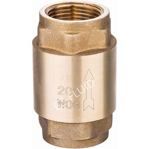 (1Pc) EZ-Fluid 1/2" IPS Thread Female Heavy Duty Brass In-Line Spring Check Valve with Stainless Steel Spring, Brass Disc,One Way Backflow Preventer Check Valve Lead-Free