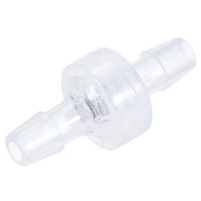 MECCANIXITY Non Return Check Valves, 1/4 Inch Dia. One Way Inline Hose Connector for Water Tank Pump, PP Plastic Translucent Pack of 4