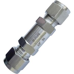 Yoebor 304 Stainless Steel Detachable Compression Check Valve 1/2" OD x 1/2" OD One Way Non-Return Valve for Water Oil Gas, 1pc