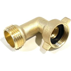 Solid brass lead-free 90 degree garden hose elbow with rubber washer 3/4" FHT x 3/4" MHT