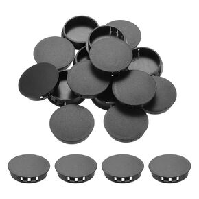 MECCANIXITY 32PCS 6mm(1/4") Black Plastic Hole Plugs, Flush Type Panel Hole Plugs Insert End Caps for Locking Hole Tubes Furniture Cabinet