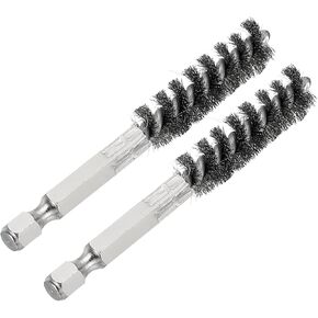 PATIKIL Golf Clubs Head Hosel Brush 0.43 Inch, 2 Pack Golf Shaft Ferrules Cleaning Tool Hex Shank Handle Electric Drill Wire Brush for Wood and Iron, Silver