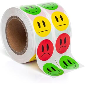 Smiley Face Stickers 1000 pcs | Yellow Happy Smile Stickers for Teachers Parents Rewards, 2 Rolls of 500 Labels Each