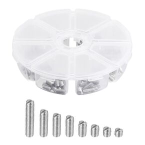 uxcell Slotted Set Grub Screws, M4 Metric 304 Stainless Steel Flat Point Set Screws Assortment Kit 1set (100pcs)