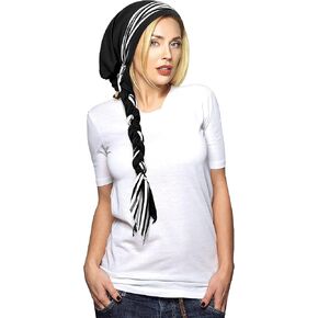 ShariRose Black Headscarf Beige Lace Head Wear for Women Headcovering Tichel Pre tied Soft Cotton Headwrap Handmade 076