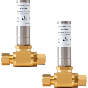 (2-Pack) SECKWHALE Tee Stainless Steel Water Hammer Arrestor, 3/8 Inch x 3/8 Inch Compression Connection, for Dishwasher, Sink, Toilet, Faucet, Stop Pipe Knock and Reduce Banging Noise(Pack-2)