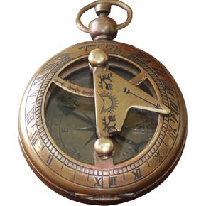 Nautical Pocket Compass with Chain Maritime Vintage Collectible Handmade Portable Magnetic Working for Travellers Camping