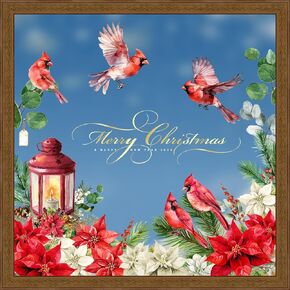 Christmas Window Clings, Red Cardinal Bird Holly Christmas Stickers for Window Decorations, Xmas Winter Holiday Window Decals for Party Office Classroom, Double-Sided,Reusable
