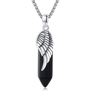 Necklace for Men 925 Sterling Silver Healing Crystals Necklaces Dragon/Skull Necklaces Obsidian Necklace Jewelry for Men Women with Stainless Steel Chain