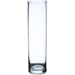 WGV Maria Bud Vase, Width 3", Height 15.75", Clear Tall Slant Cut Opening Gathering Concaved Glass Floral Container Centerpiece for Wedding Party Event Home Office Decor, 1 Piece