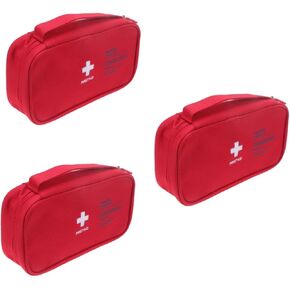 3pcs Automotive Emergency Kit Kit Survival Medical Bag Go Kit Bag Tote Medicine Storage Bag Roadtrip Necessities Bag Red Portable Travel