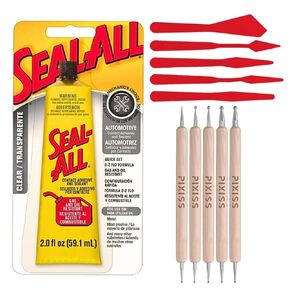 Seal All 380112 (2 fl oz) Contact Adhesive and Sealant with Dotting Tools (x5) and Glue Spreader Tools (x5) - Cyanoacrylate Adhesive with Tools for Craft Supplies, Dot Painting, DIY and Repairs