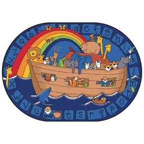 Carpets for Kids KID$Value Plus 74005 Alphabet Noah Classroom Circletime Rug 6ft x 9ft Oval Blue