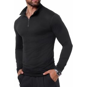 Men's Quarter Zip Sports Active Pullover Shirts Fleece Lined Long Sleeve Running Workout Athletic Tops Sweatshirts