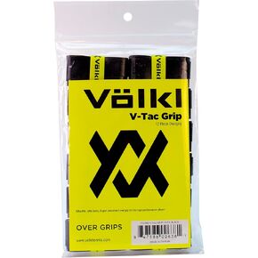 Volkl V-Tac Grip | Overgrip | Ultra Thin | Ultra Tacky | Super Absorbent | High Performance Tennis Grip (Black, 12-Pack)