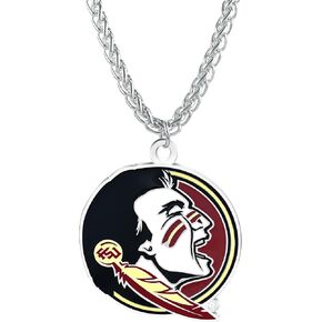 NCAA Florida State Seminoles Large 2.5" Primary Team Logo Necklace with 30" Designer Chain, Silver