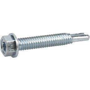 Power Pro Premium Self-Drilling Metal Screws, Zinc Plated Steel, Hex Washer Head Metal to Metal Winged Point Screws, Silver, #12 x 1-½ inches, Box of 60 Screws