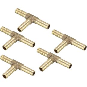 5pcs 4mm Hose Barb Brass 3 Way Tee Connector Adaptor for Air Water Gas Oil Pipe