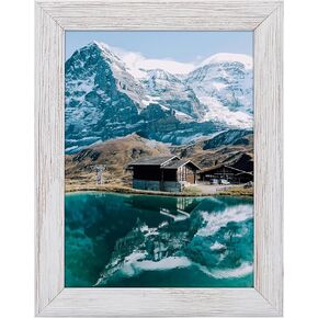 6x8 Picture Frame with Stand Real Glass Solid Wood White Rustic Wooden Wedding Farmhouse 6 by 8 Photo Artwork Painting Frames for Horizontal and Vertical Wall Hanging or Tabletop Display 6 x 8 in Kuwait