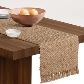 Handcrafted Jute Burlap Table Runner 72 inch Long - Farmhouse Table Runner for Wedding Parties BBQ's Everyday Holidays - 100% Jute 14x72 Rustic Vintage Dining Table Runner Natural