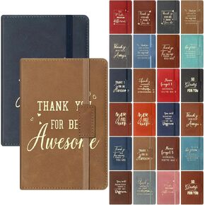 24 Pcs Thank You Gifts A6 Leather Journal Bulk May You Be Proud of The Work Appreciation Employee Gifts Small Notepad Inspirational Notebooks for Men Women Coworker (Black,Thank You)